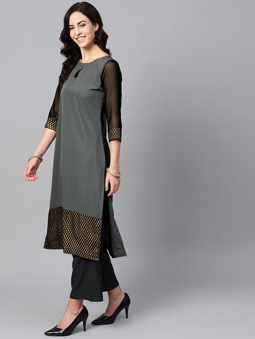 solid kurta palazzo set - 16720567 - Zoom Image - 2