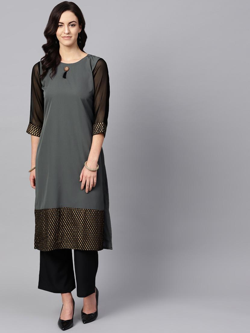 solid kurta palazzo set - 16720567 - Zoom Image - 4