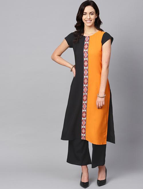 contrast kurta palazzo set - 16720568 - Standard Image - 1