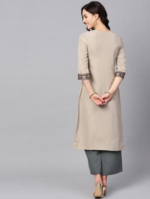 solid kurta palazzo set - 16720569 - Standard Image - 3