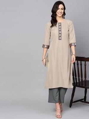solid kurta palazzo set - 16720569 - Standard Image - 4