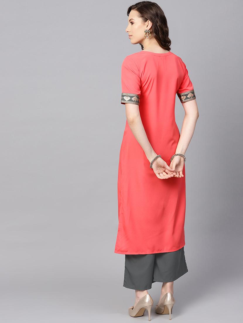 solid kurta palazzo set - 16720570 - Zoom Image - 3