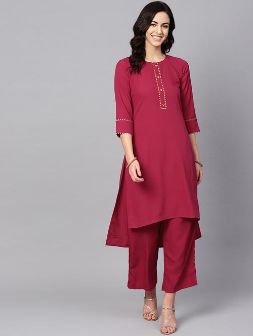 high low kurta palazzo set - 16720580 - Standard Image - 1