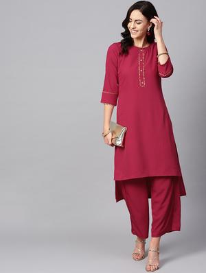 high low kurta palazzo set - 16720580 - Standard Image - 4