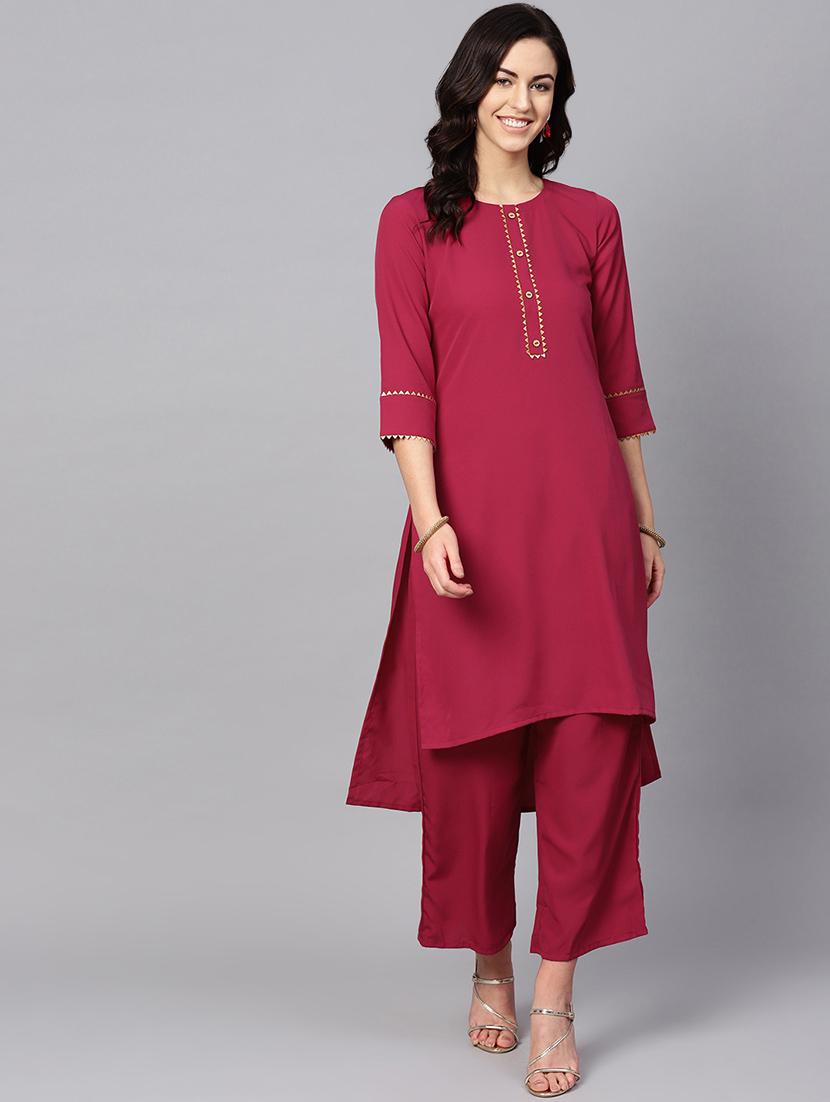 high low kurta palazzo set - 16720580 - Zoom Image - 1