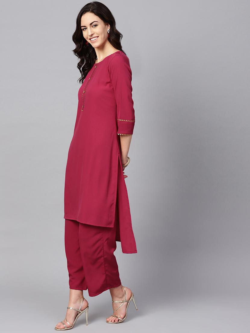 high low kurta palazzo set - 16720580 - Zoom Image - 2