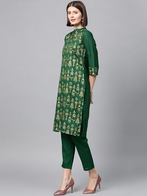 foil print kurta pant set - 16720587 - Standard Image - 2