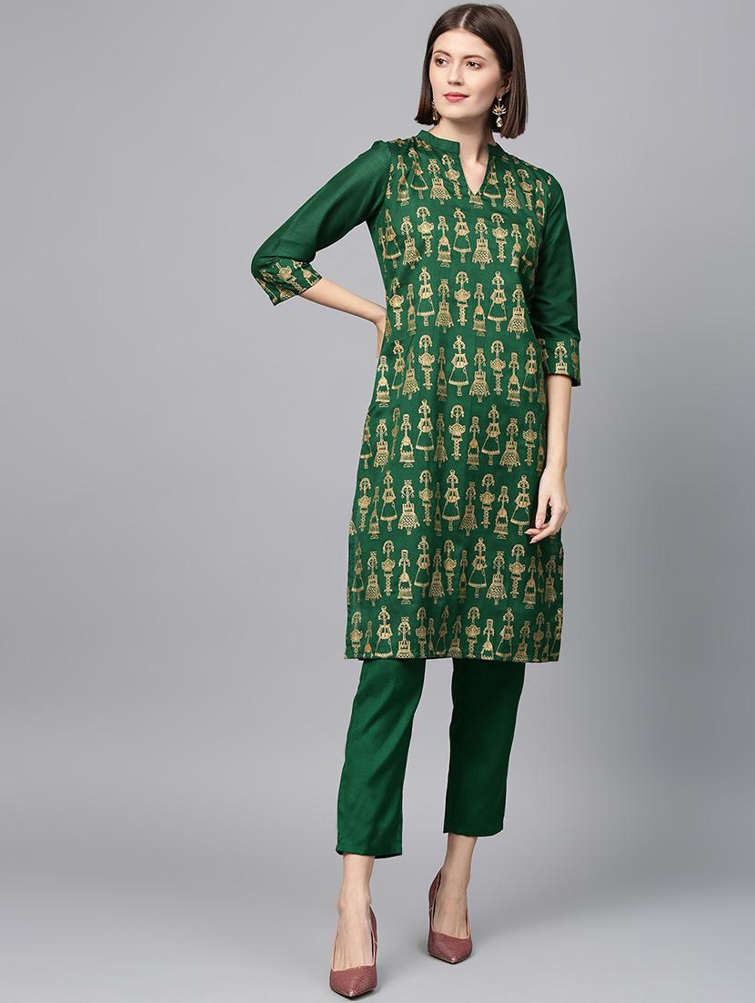foil print kurta pant set - 16720587 - Zoom Image - 1