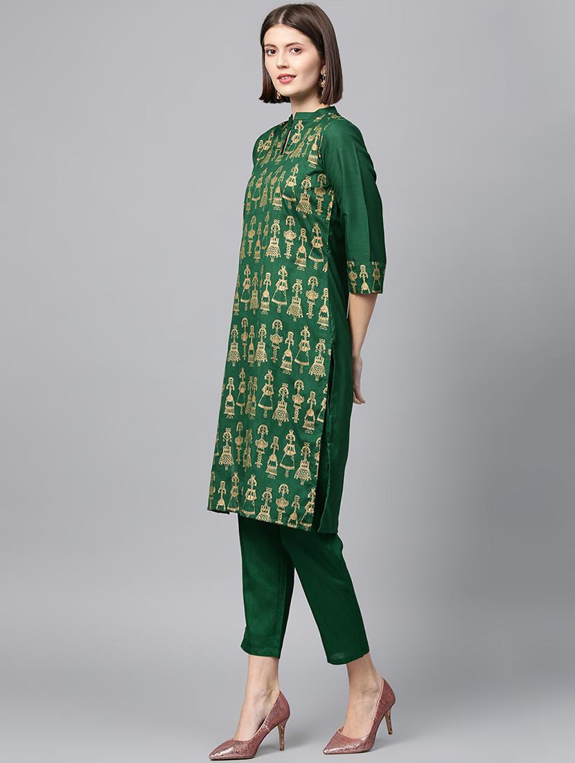 foil print kurta pant set - 16720587 - Zoom Image - 2