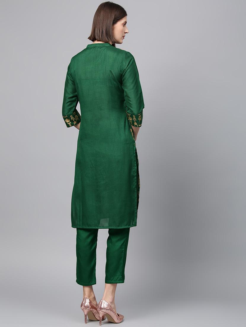 foil print kurta pant set - 16720587 - Zoom Image - 3