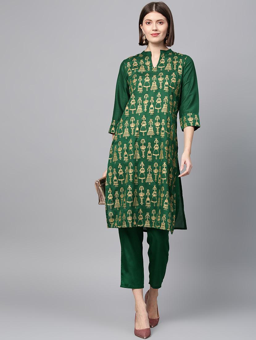foil print kurta pant set - 16720587 - Zoom Image - 4