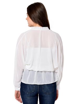tie front overlap neck top - 16720620 - Standard Image - 3