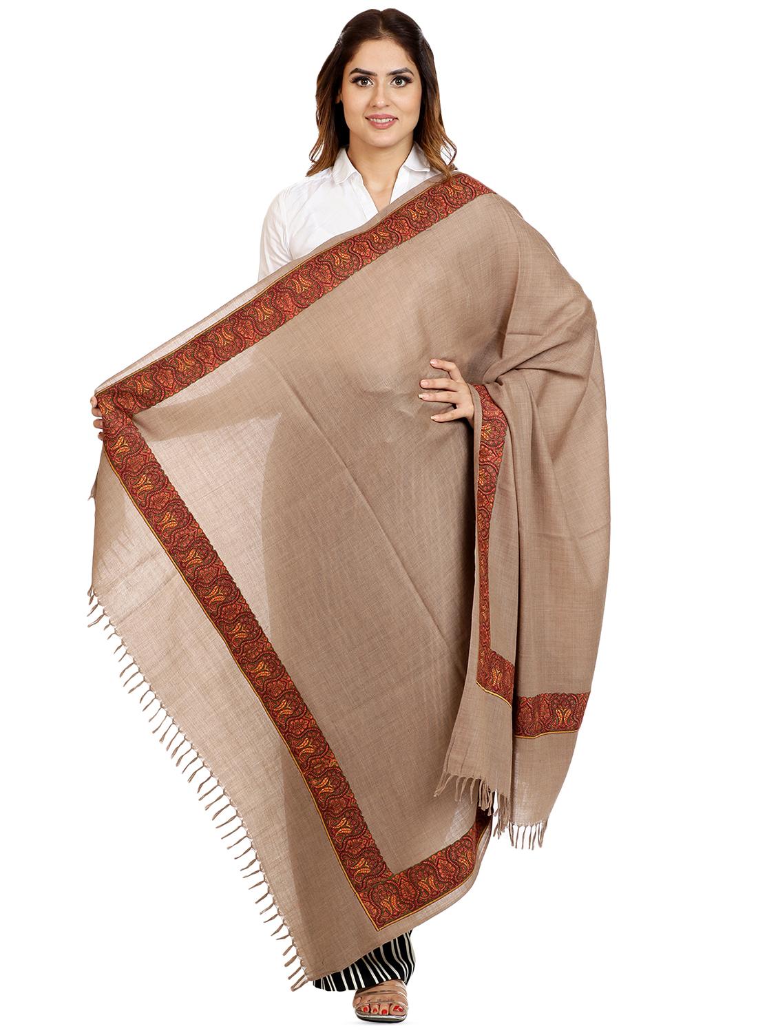 solid bordered pashmina shawl - 16721179 - Zoom Image - 1
