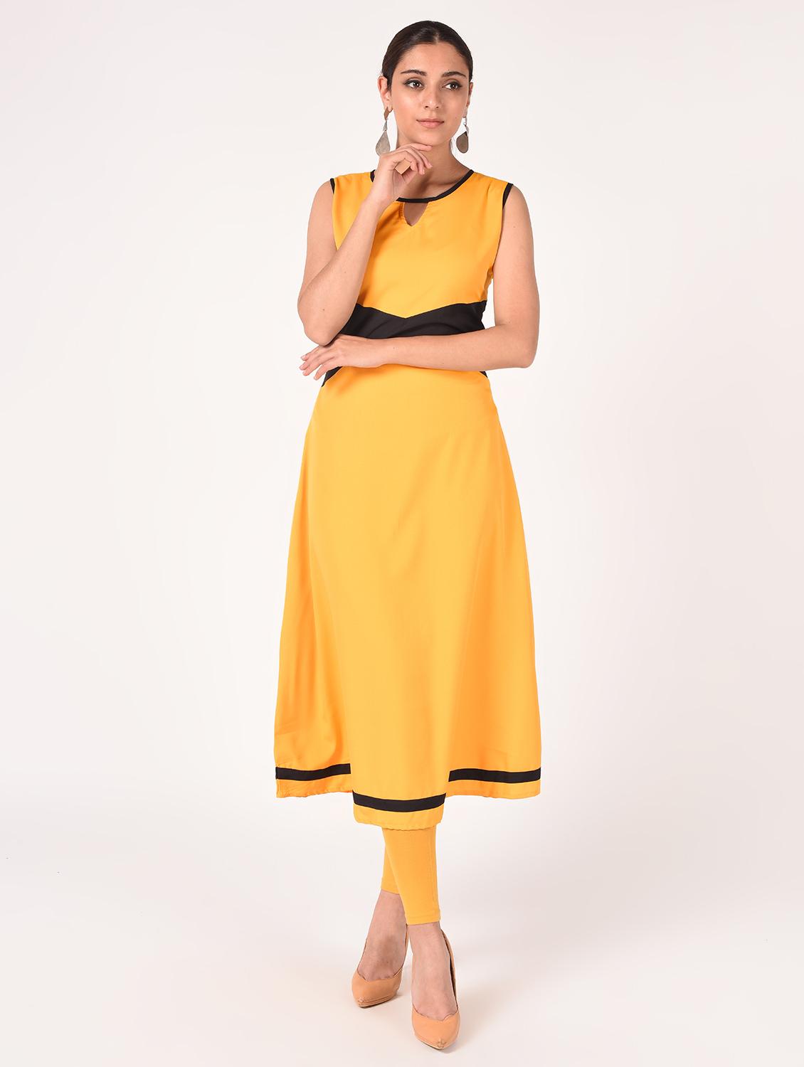 solid a-line kurta - 16721192 - Zoom Image - 2
