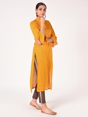 bell sleeves solid straight kurta - 16721197 - Standard Image - 3