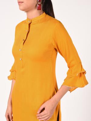 bell sleeves solid straight kurta - 16721197 - Standard Image - 5