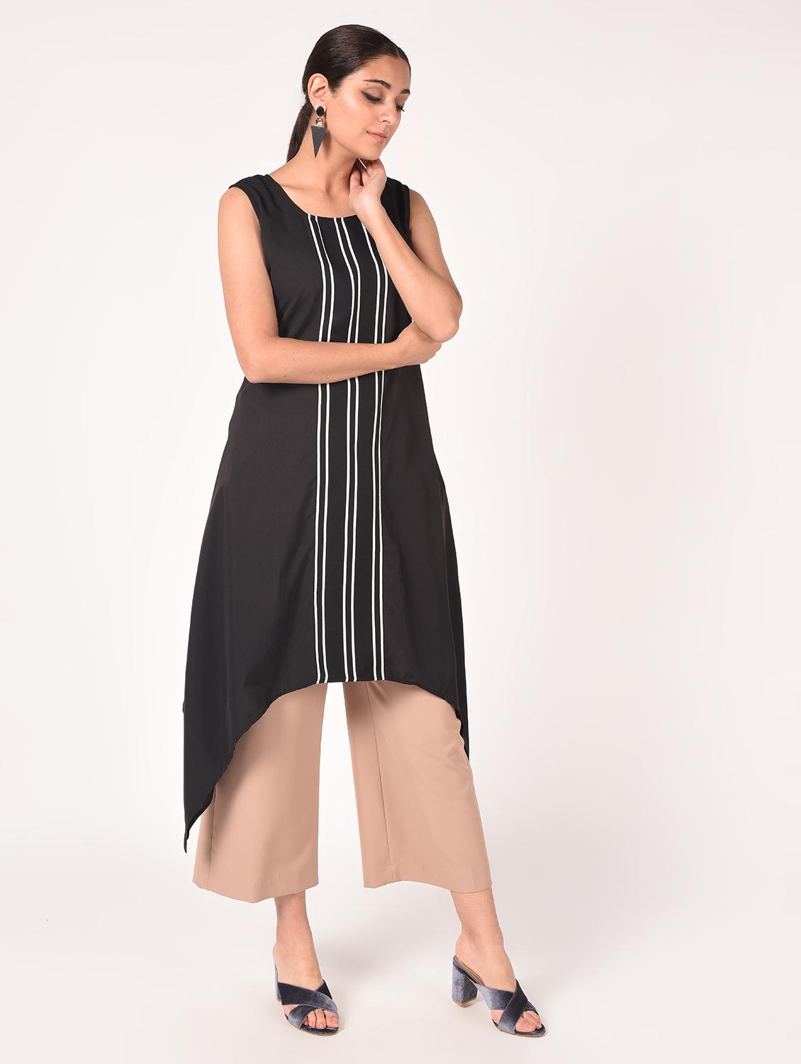 striped asymmetric kurta - 16721199 - Zoom Image - 2
