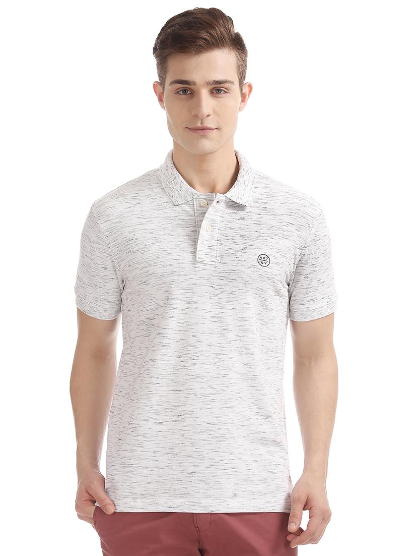 white melange polo t-shirt - 16721346 - Zoom Image - 1
