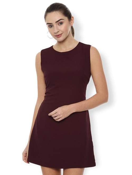 tie back solid a-line dress - 16721493 - Standard Image - 1