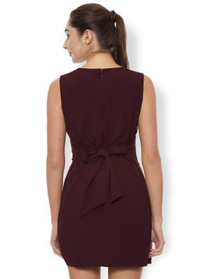 tie back solid a-line dress - 16721493 - Standard Image - 2