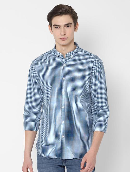 blue checkered casual shirt - 16721521 - Standard Image - 1