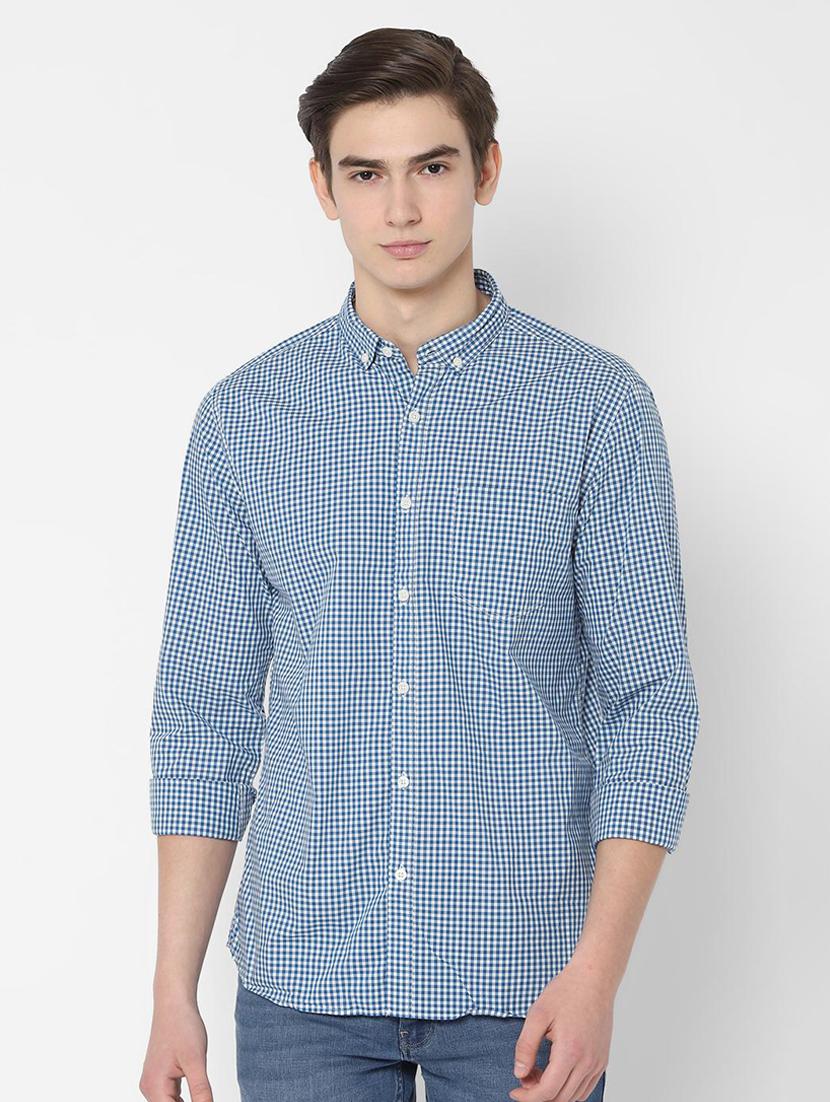 blue checkered casual shirt - 16721521 - Zoom Image - 1