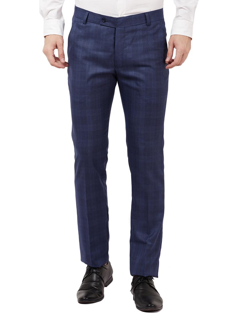 blue checkered flat front formal trouser - 16721732 - Zoom Image - 1