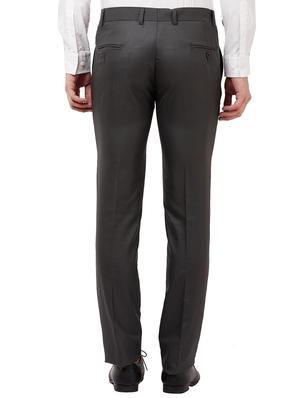 grey solid flat front formal trouser - 16721733 - Standard Image - 3