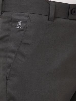 grey solid flat front formal trouser - 16721733 - Standard Image - 5