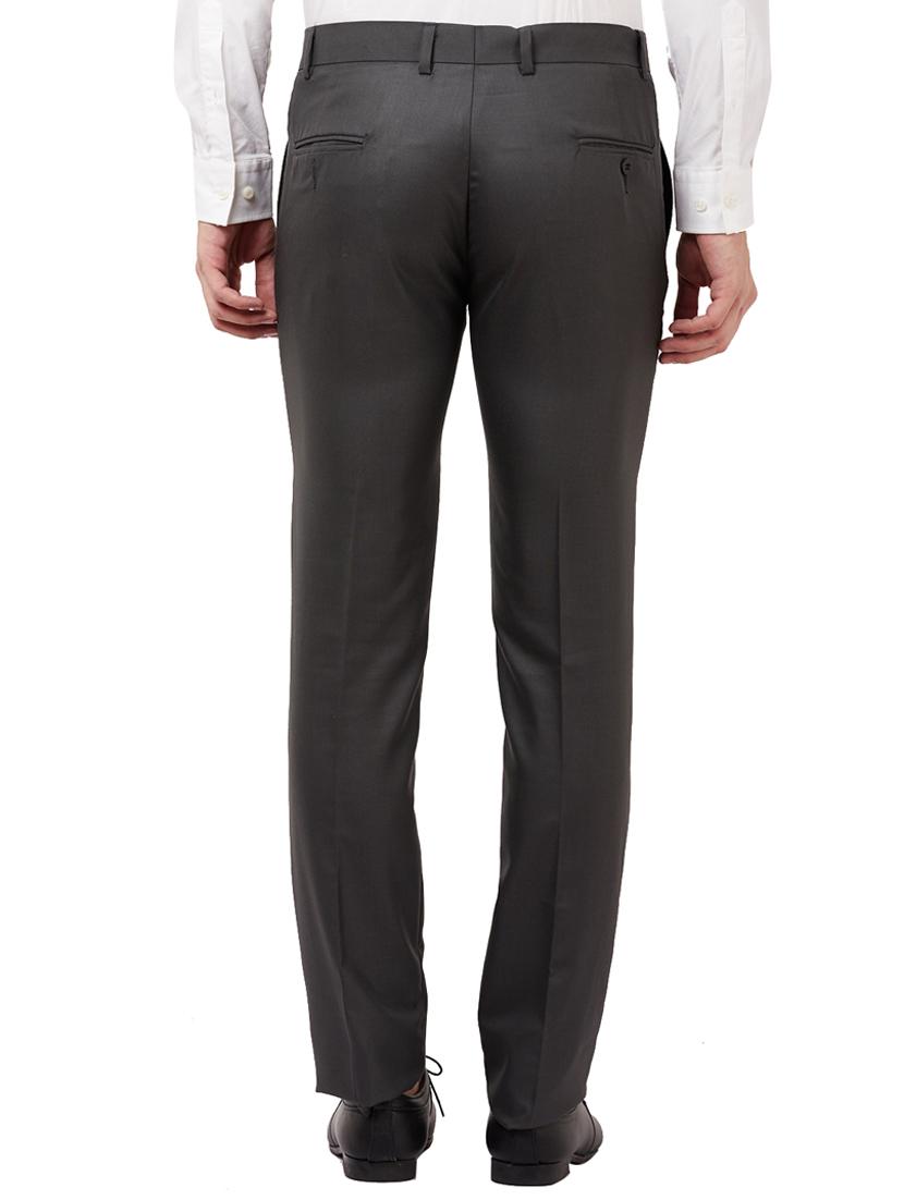grey solid flat front formal trouser - 16721733 - Zoom Image - 3