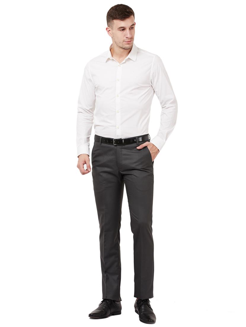 grey solid flat front formal trouser - 16721733 - Zoom Image - 4