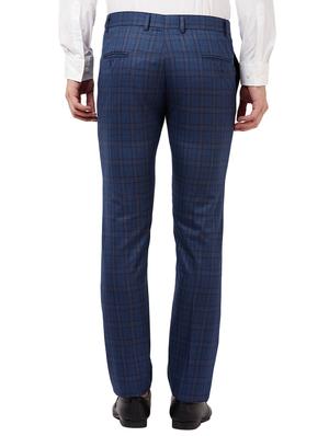 blue checkered flat front formal trouser - 16721734 - Standard Image - 3