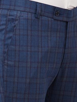 blue checkered flat front formal trouser - 16721734 - Standard Image - 5