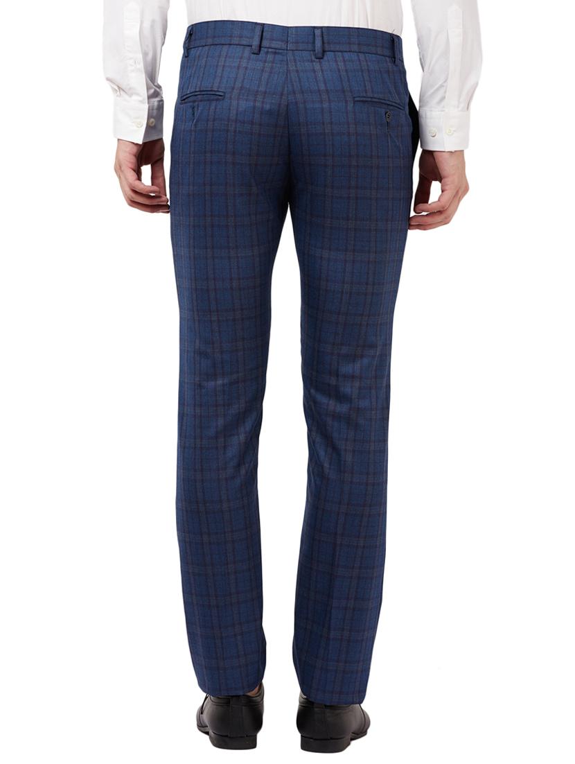 blue checkered flat front formal trouser - 16721734 - Zoom Image - 3