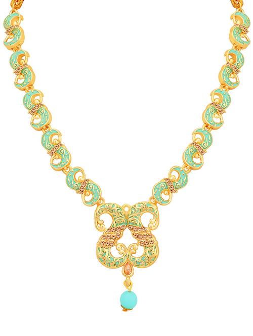 blue gold tone metal necklaces and earring - 16721919 - Standard Image - 1