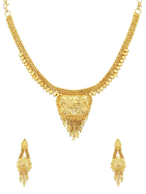 gold metal necklaces and earring - 16721934 - Standard Image - 1