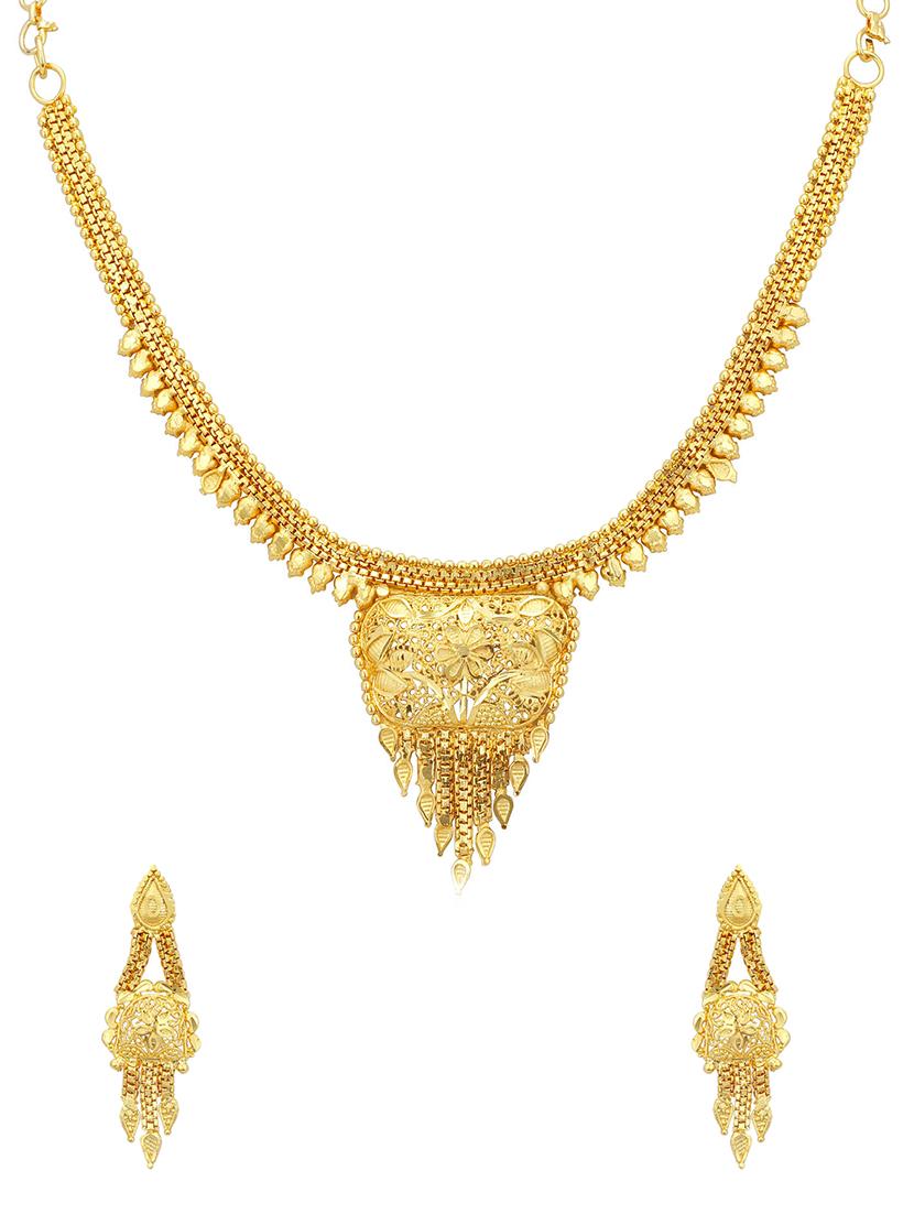 gold metal necklaces and earring - 16721934 - Zoom Image - 1