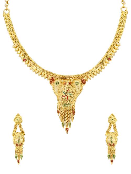 gold metal necklaces and earring - 16721935 - Standard Image - 1