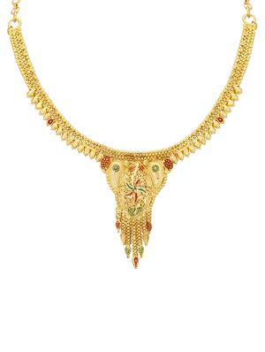 gold metal necklaces and earring - 16721935 - Standard Image - 2