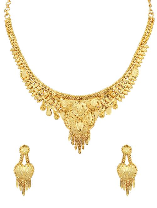 gold metal necklaces and earring - 16721941 - Standard Image - 1