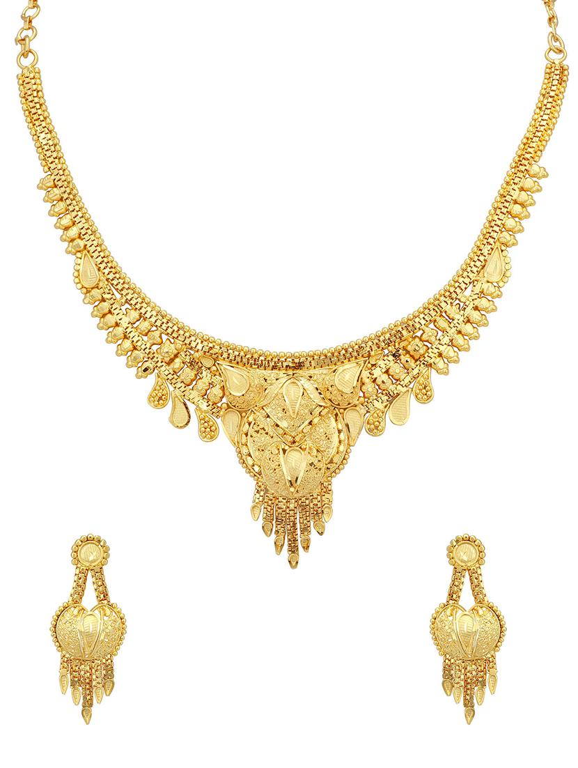 gold metal necklaces and earring - 16721941 - Zoom Image - 1