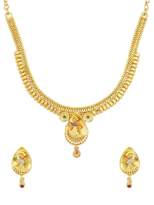 gold metal necklaces and earring - 16721945 - Standard Image - 1