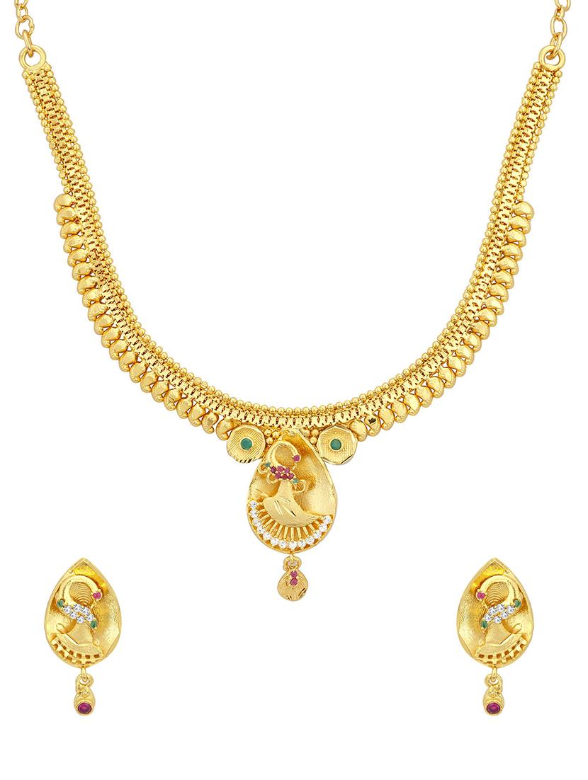 gold metal necklaces and earring - 16721945 - Zoom Image - 1