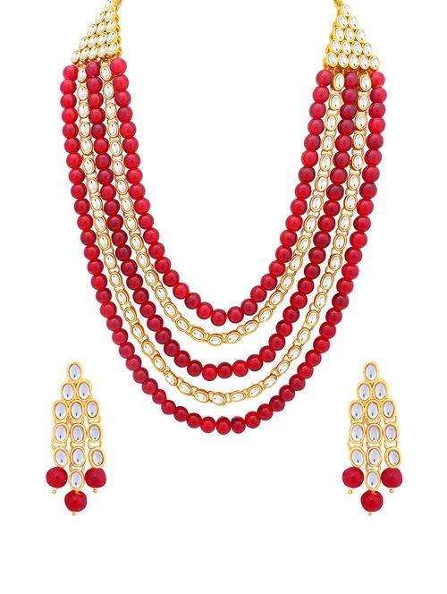red metal necklaces and earring - 16722109 - Standard Image - 1