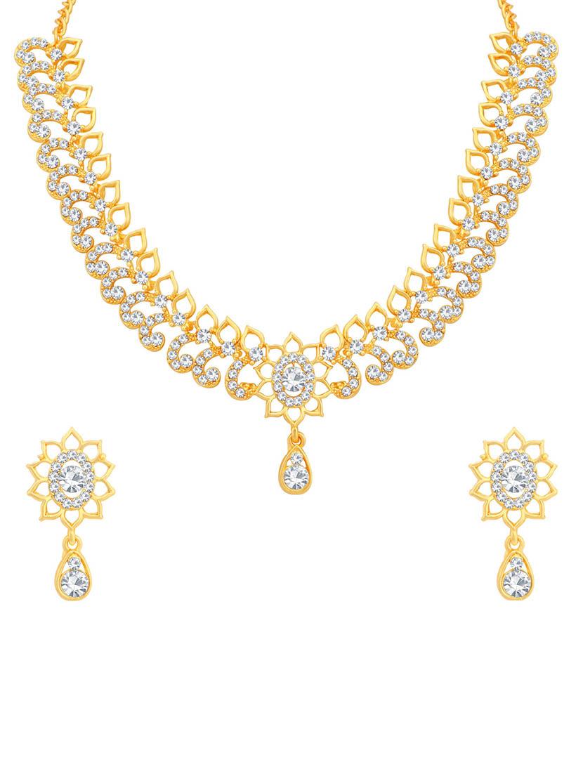 white metal necklaces and earring - 16722469 - Zoom Image - 1