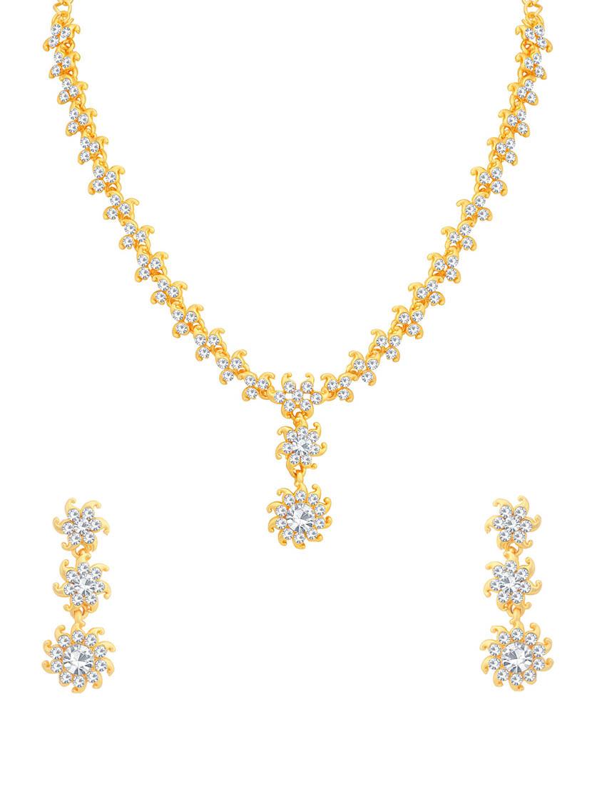 white metal necklaces and earring - 16722488 - Zoom Image - 1