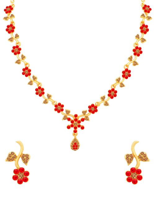 red metal necklaces and earring - 16722536 - Standard Image - 1