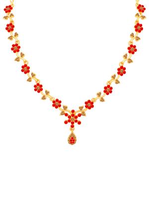 red metal necklaces and earring - 16722536 - Standard Image - 2