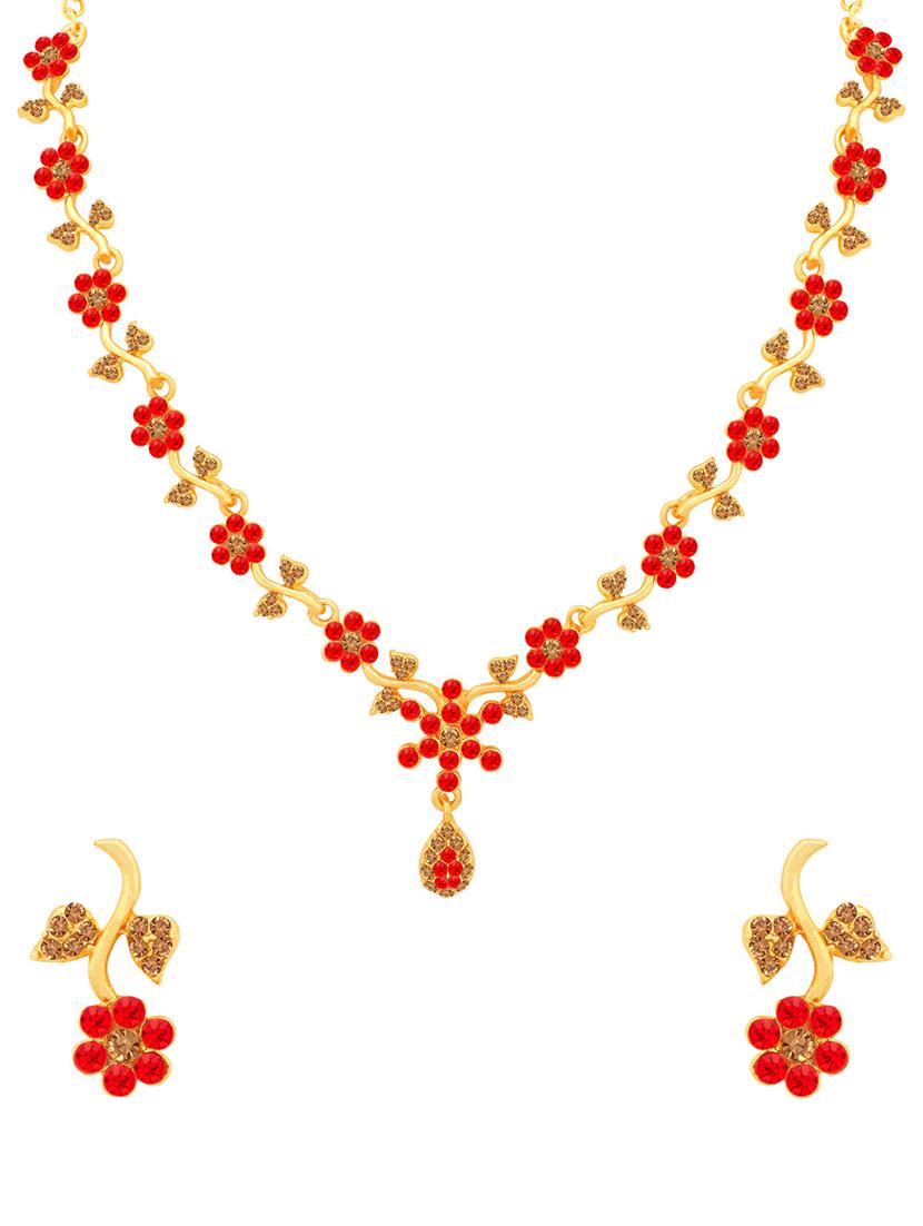 red metal necklaces and earring - 16722536 - Zoom Image - 1