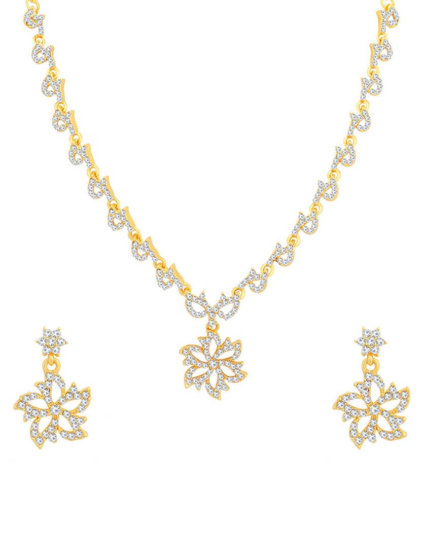 white metal necklaces and earring - 16722570 - Zoom Image - 1